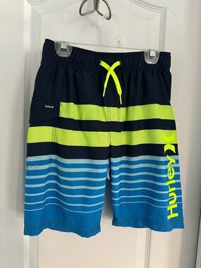 Hurley Blue And Yellow Swim Trunks BOYS SIZE 10-12